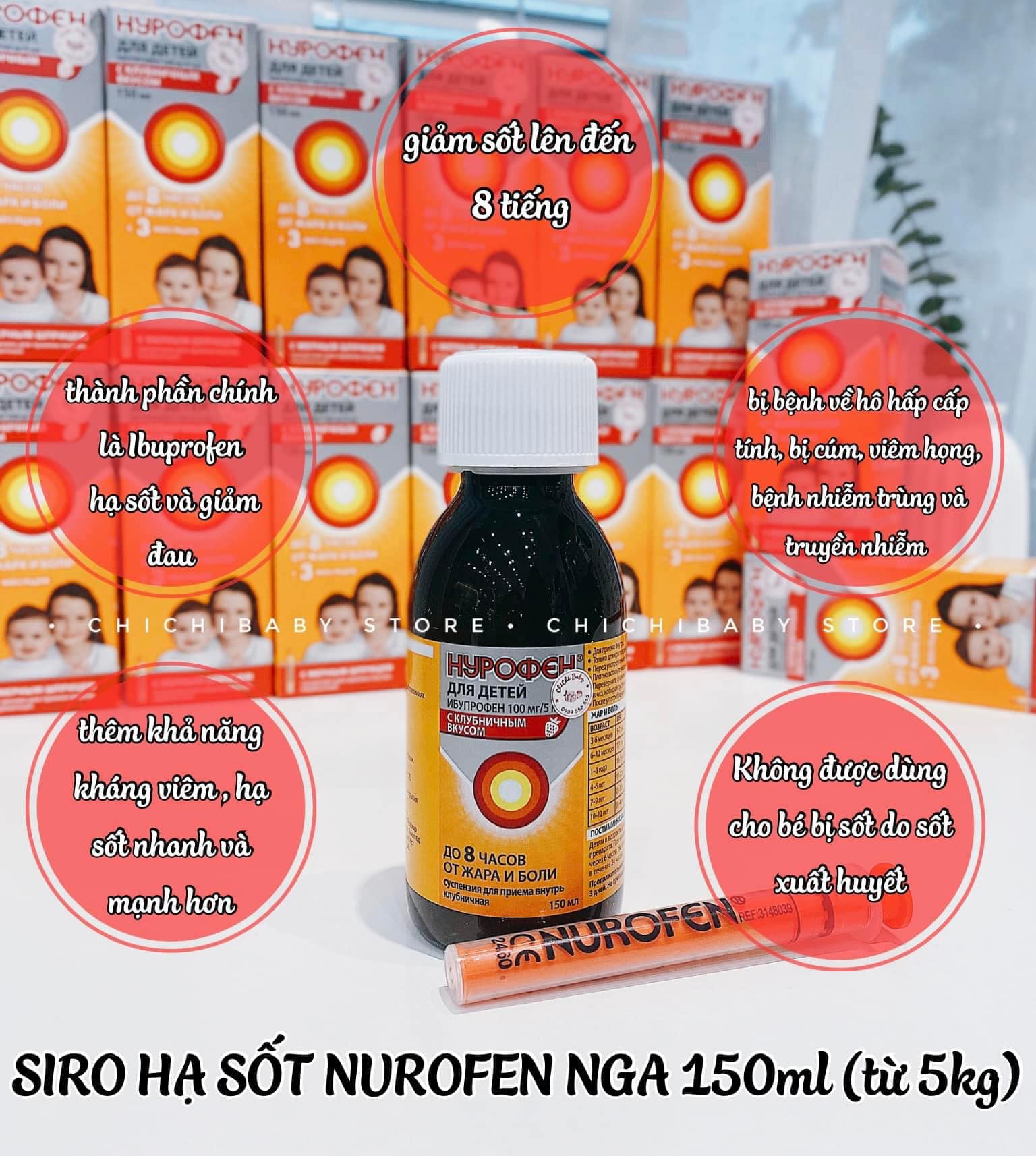 CHAI THUỐC NUROFEN HẠ SỐT CHO TRẺ VỊ CAM HÀNG CHÍNH HÃNG TỪ NGA
